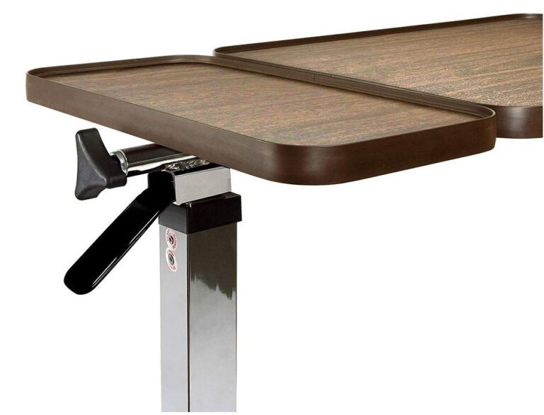 Vaunn Medical Adjustable Tilt Overbed Bedside Table with Wheels for